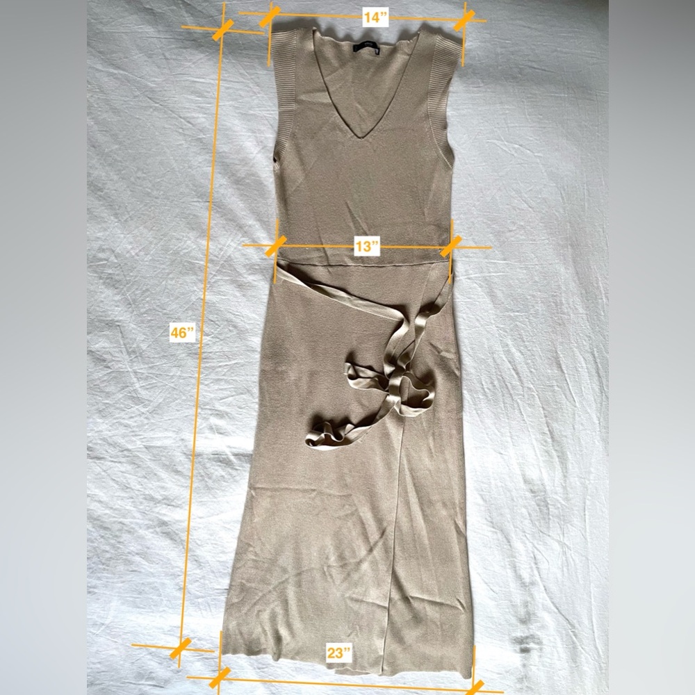 MNG Nude Belted Knit Midi Dress - Picture 8 of 8